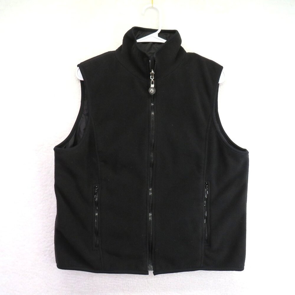 Casual Corner Annex Vest‎ Womens Large Black Reversible Fleece Zip Up Pockets